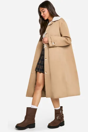 Boohoo Womens Borg Collar Trench Coat - - 8