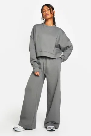 Boohoo Womens Dsgn Studio Embroidered Wide Leg Jogger - - S