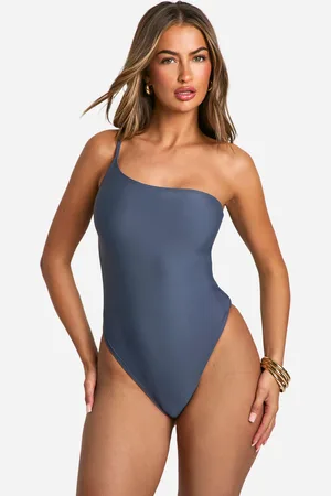 Boohoo Womens Pebble Trim One Shoulder Swimsuit - - 6