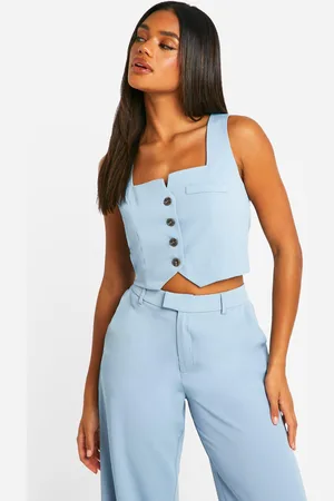 Boohoo Womens Square Neck Cropped Fitted Waistcoat - - 6