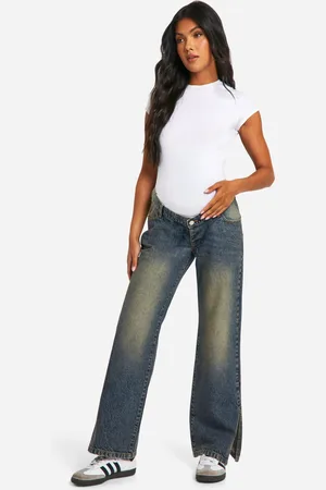 Boohoo Womens Maternity Basic Split Hem Straight Leg Jeans - - 12
