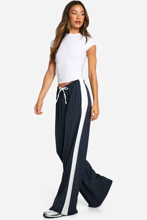 Boohoo Womens Tall Wide Leg Contrast Stripe Drawstring Trousers - - 10
