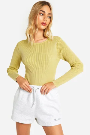 Boohoo Womens Acid Wash Rib Knit Bodysuit - - 10