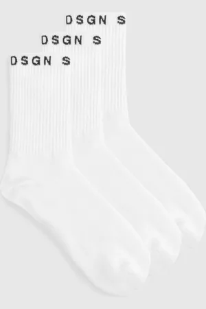Boohoo Womens Dsgn Studio 3 Pack Sports Socks - - One Size