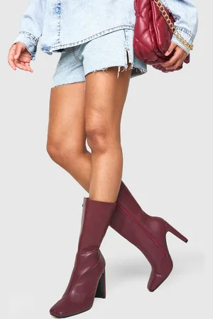 Boohoo Womens Wide Fit Square Toe Heeled Boots - - 3