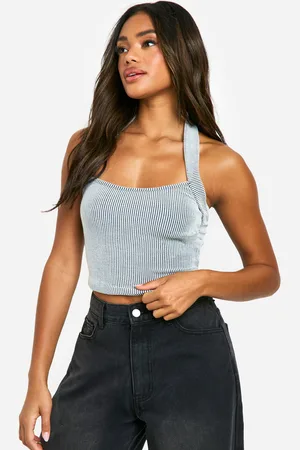 Boohoo Womens Ribbed Halter Neck Top - - 10