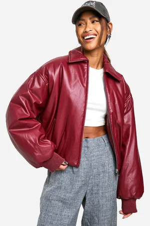 Boohoo Womens Padded Faux Leather Bomber Jacket - - 8