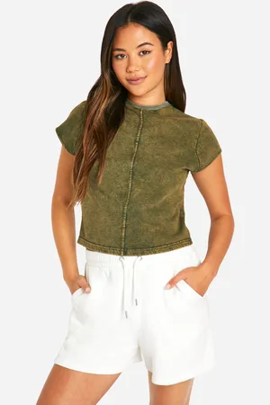 Boohoo Womens Denim Wash Loopback T-Shirt - - 10