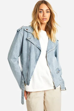 Boohoo Womens Belted Denim Biker Jacket - - 6
