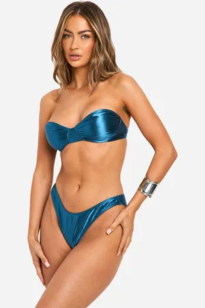 Boohoo Womens Satin High Leg Bikini Brief - - 6