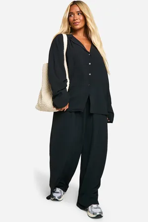 Boohoo Womens Plus Woven Oversized Shirt & Drawstring Trouser Co Ord - - 28