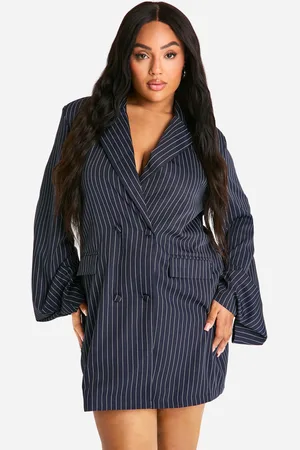 Boohoo Womens Plus Stripe Oversized Blazer Dress - - 16