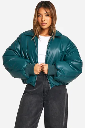 Boohoo Womens Petite Padded Faux Leather Bomber Jacket - - 6