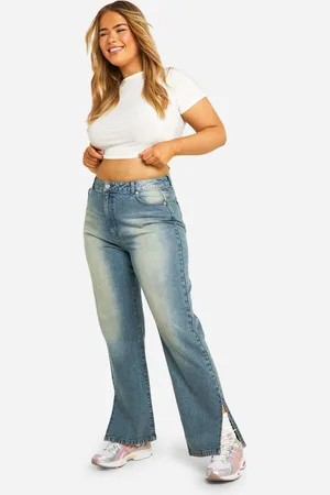 Boohoo Womens Plus Basics Split Hem Straight Leg Jeans - - 16