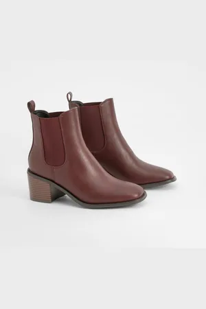 Boohoo Womens Wooden Block Heel Tab Detail Shoe Boots - - 4