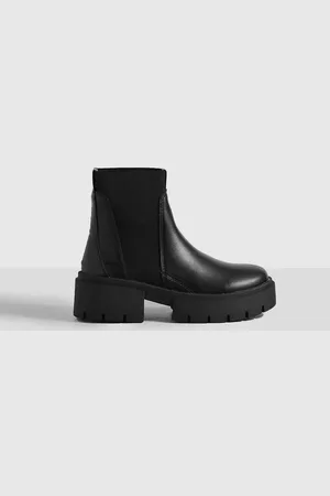 Boohoo Womens Wide Fit Knit Detail Chunky Chelsea Boots - - 6