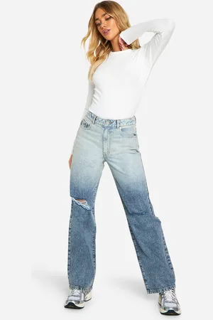 Boohoo Womens Basics 32 Inch Leg Ripped Knee Boyfriend Jeans - - 6