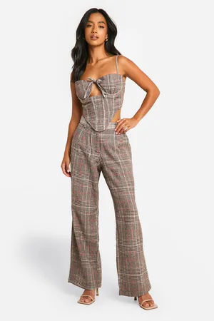 Boohoo Womens Petite Wool Look Wide Leg Trousers - - 6