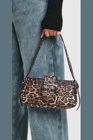 Boohoo Womens Buckle Detail Leopard Shoulder Bag - - One Size