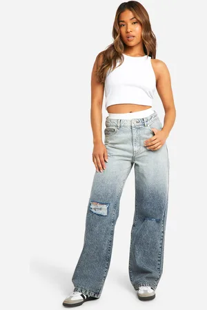 Boohoo Womens Petite Basics Ripped Knee Boyfriend Jeans - - 6