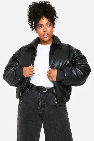 Boohoo Womens Plus Padded Faux Leather Bomber Jacket - - 16