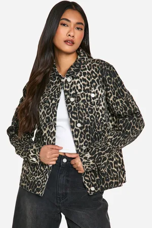 Boohoo Womens Leopard Print Denim Jacket - - 4