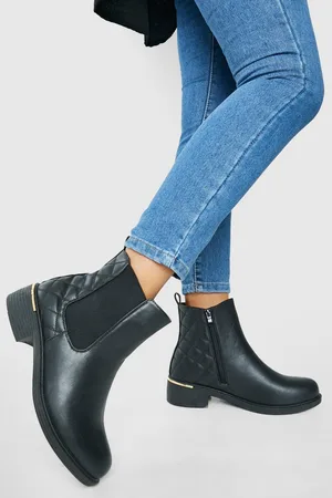 Boohoo Womens Wide Fit Quilted Detail Chelsea Boots - - 6