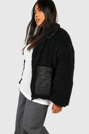 Boohoo Womens Plus Pocket Detail Borg Jacket - - 18