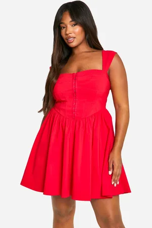 Boohoo Womens Plus Woven Stretch Corset Detail Short Sleeve Floaty Mini Dress - - 28