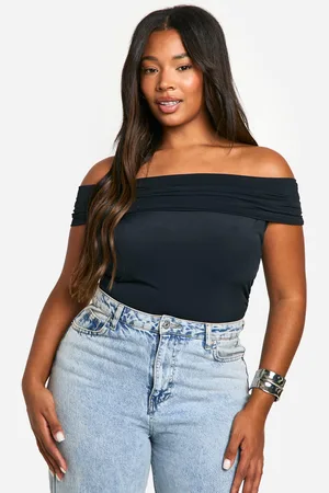 Boohoo Womens Plus Bardot Ruched Top - - 28