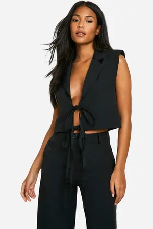 Boohoo Womens Tall Tie Detail Cropped Waistcoat - - 8