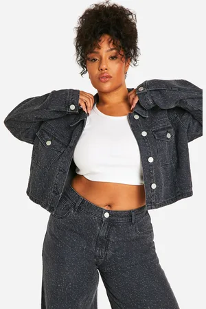 Boohoo Womens Plus Distressed Detail Denim Jacket - - 28