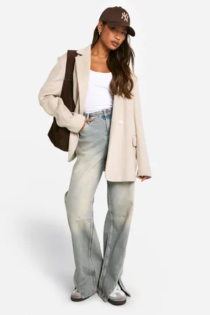 Boohoo Womens Split Hem Barrel Leg Jeans - - 4