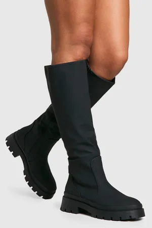 Boohoo Womens Wide Fit Rubber Knee High Boot - - 8