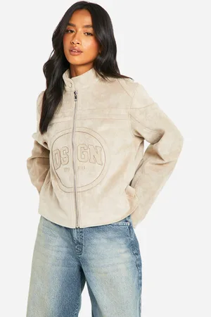 Boohoo Womens Petite Embossed Faux Suede Moto Jacket - - 6