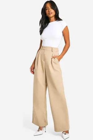Boohoo Womens Petite Essential Wide Leg Tailored Trousers - - 16/28L