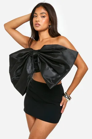 Boohoo Womens Petite Satin Bow Crop Top - - 6