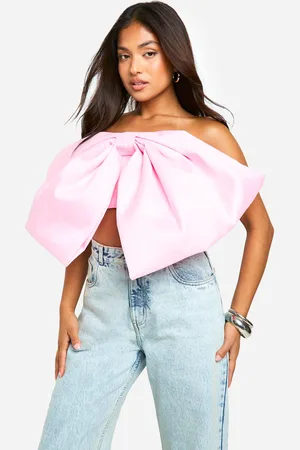 Boohoo Womens Petite Satin Bow Crop Top - - 6