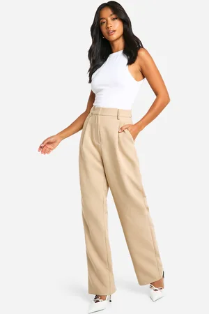 Boohoo Womens Petite Essential Straight Leg Tailored Trousers - - 16/28L