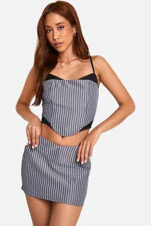 Boohoo Womens Pinstripe Layered Cami Corset Top - - 6