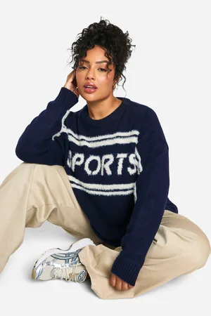 Boohoo Womens Plus Sports Crew Neck Knitted Jumper - - 16/18