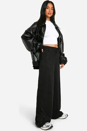 Boohoo Womens Petite Zebra Jacquard Wide Leg Trouser - - 6