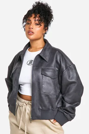 Boohoo Womens Plus Faux Suede Bomber Jacket - - 16