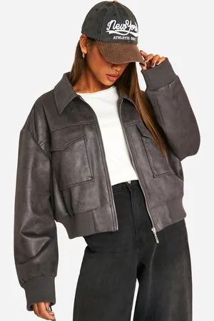Boohoo Womens Faux Suede Bomber Jacket - - 8