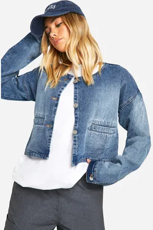 Boohoo Womens Boxy Pocket Detail Washed Denim Jacket - - 6