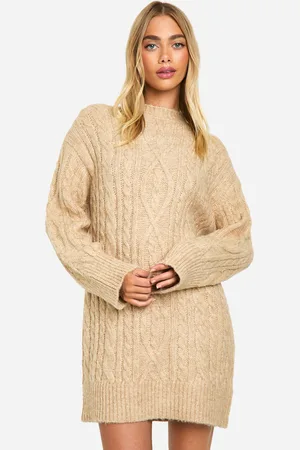 Boohoo Womens Premium Cable Knit Oversized Mini Dress - - S