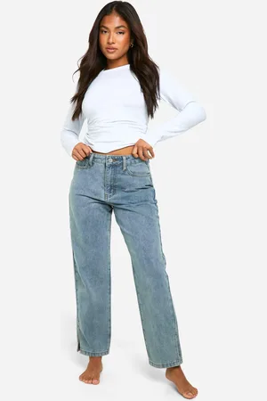 Boohoo Womens Petite Basics Split Detail Straight Leg Jean - - 6/28L