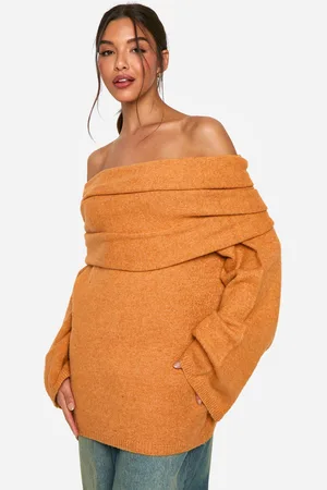 Boohoo Womens Premium Longline Bardot Knitted Jumper - - S