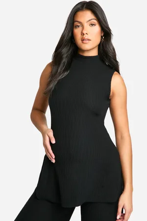 Boohoo Womens Maternity Soft Rib Side Split High Neck Top - - 12