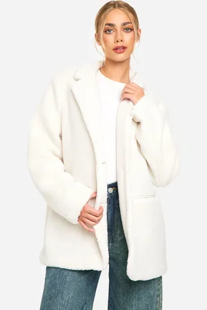 Boohoo Womens Faux Fur Teddy Oversized Blazer - - 8